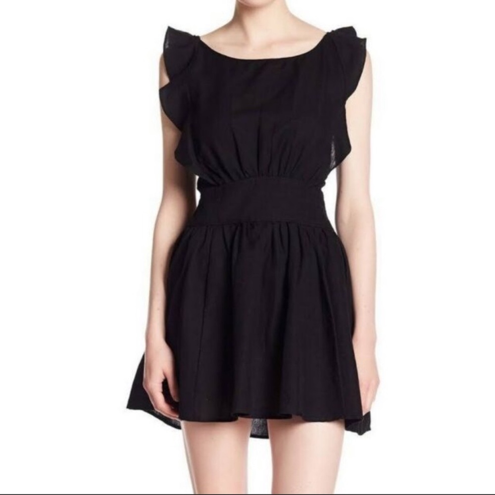 Free people Linen Erin mini black dress size Large